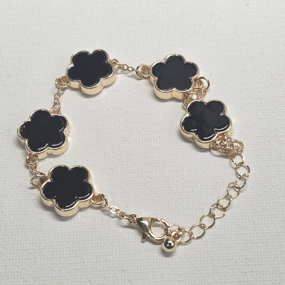 Bohemian Clover Black Gold Fashion Charm Bracelet